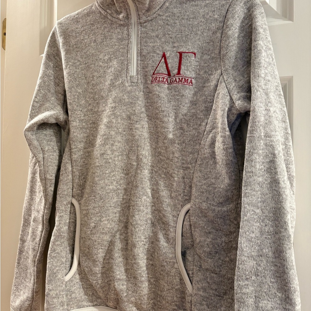 Delta Gamma Charles River Apparel Heathered Gray Quarter-Zip Pullover.